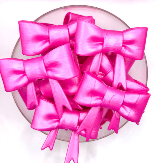 Hot pink matte big bow silicone focal bead