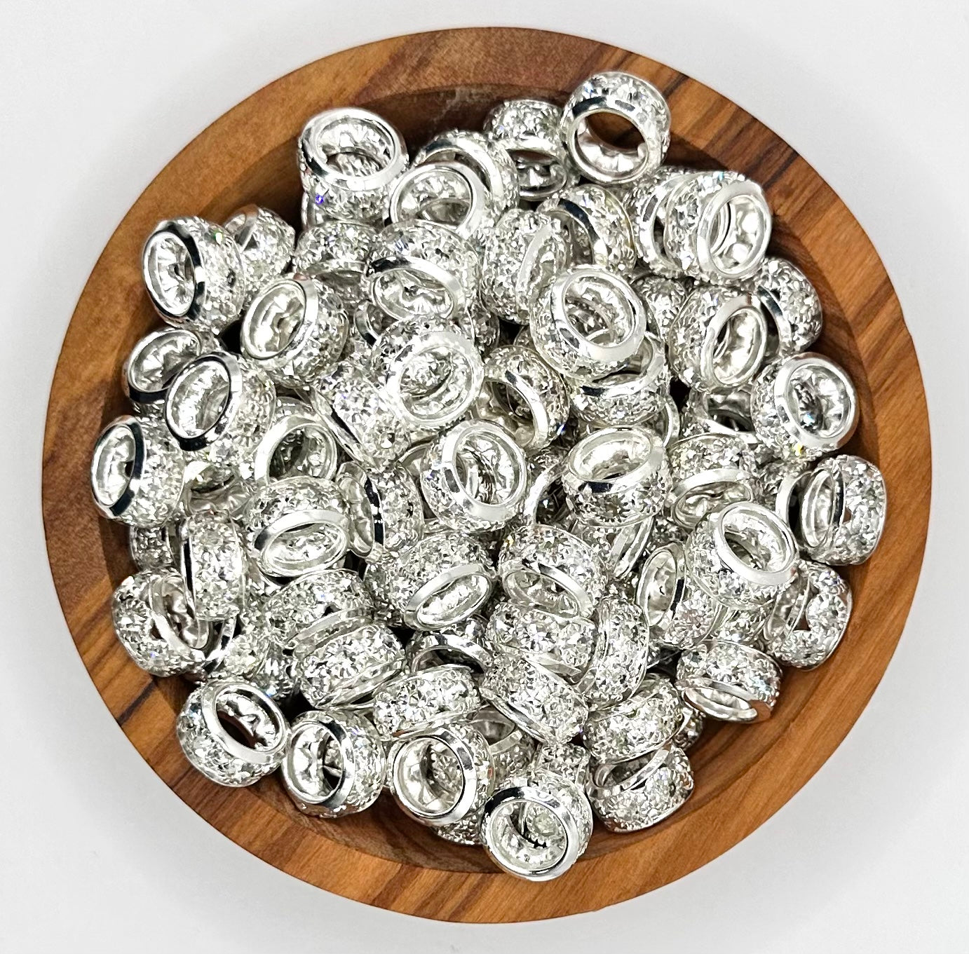 12mm gold & silver diamond big hole spacer beads