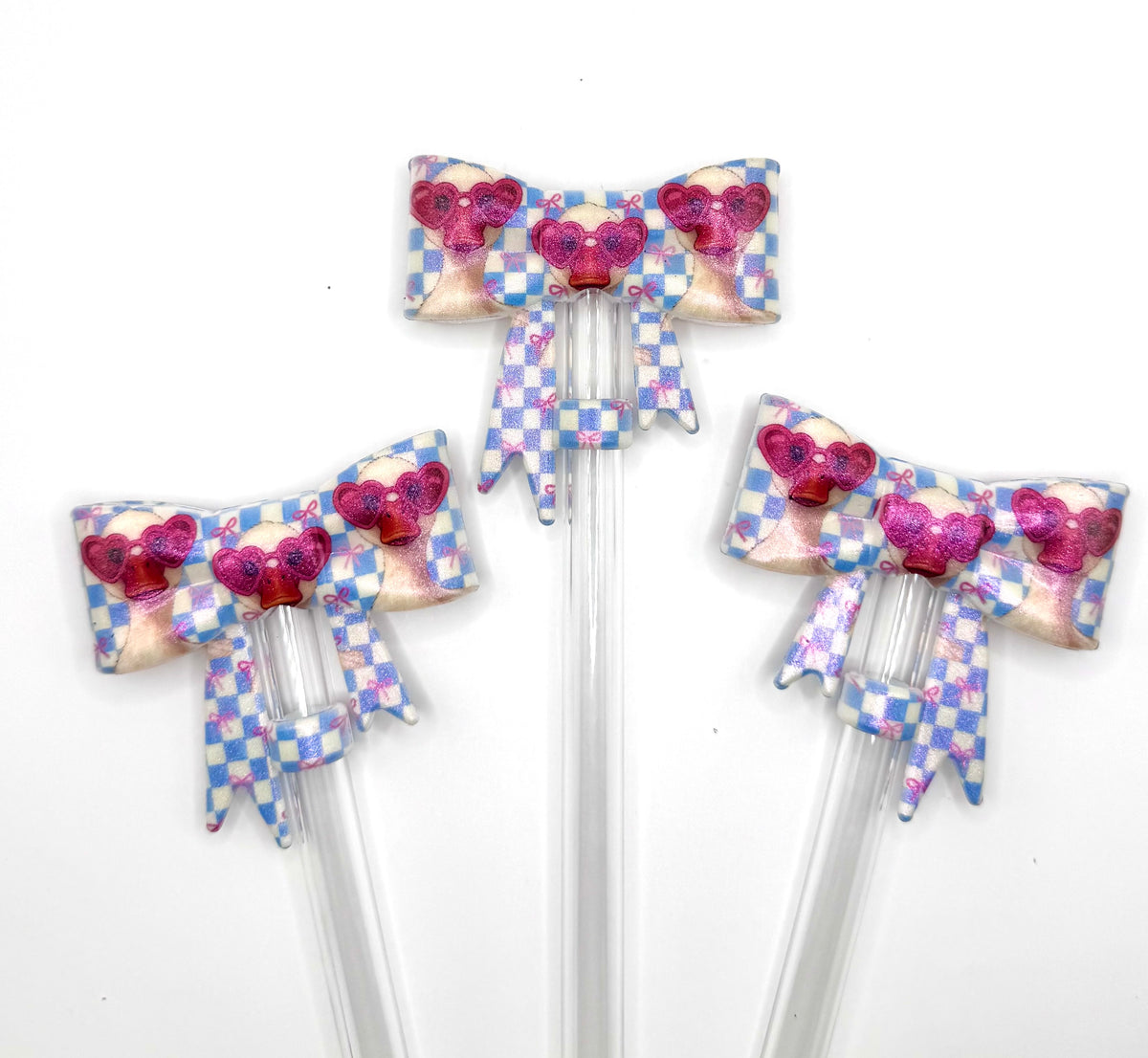 Geese with sunglasses (HBK exclusive) big bow silicone straw topper