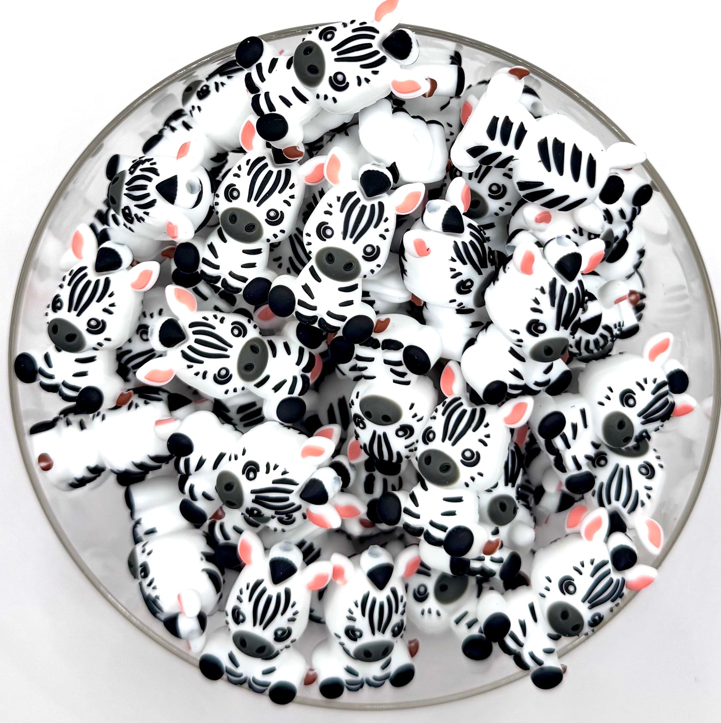 3D zebra silicone focal bead
