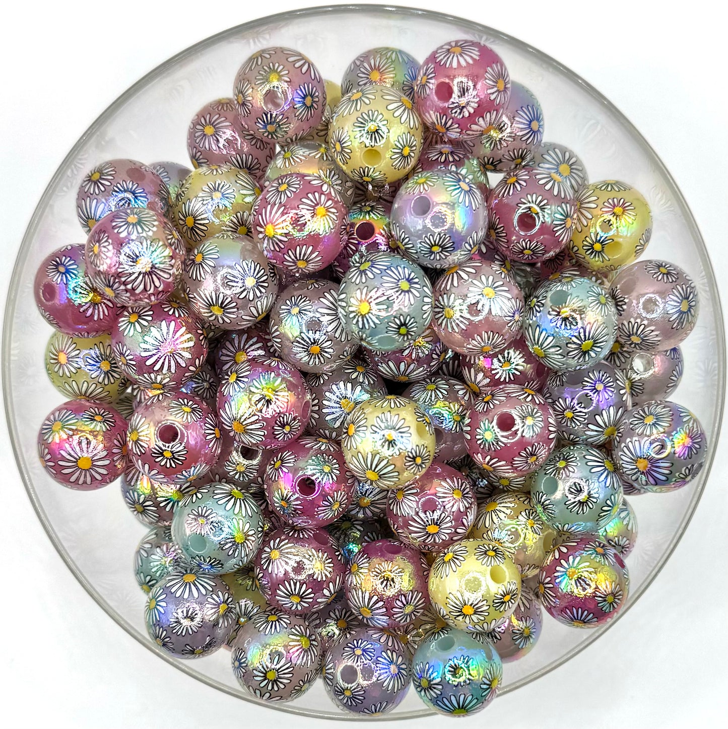 16mm acrylic opal daisy MIX (mix of 10)