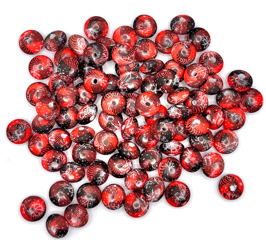 12mm Christmas buffalo plaid silicone lentil beads