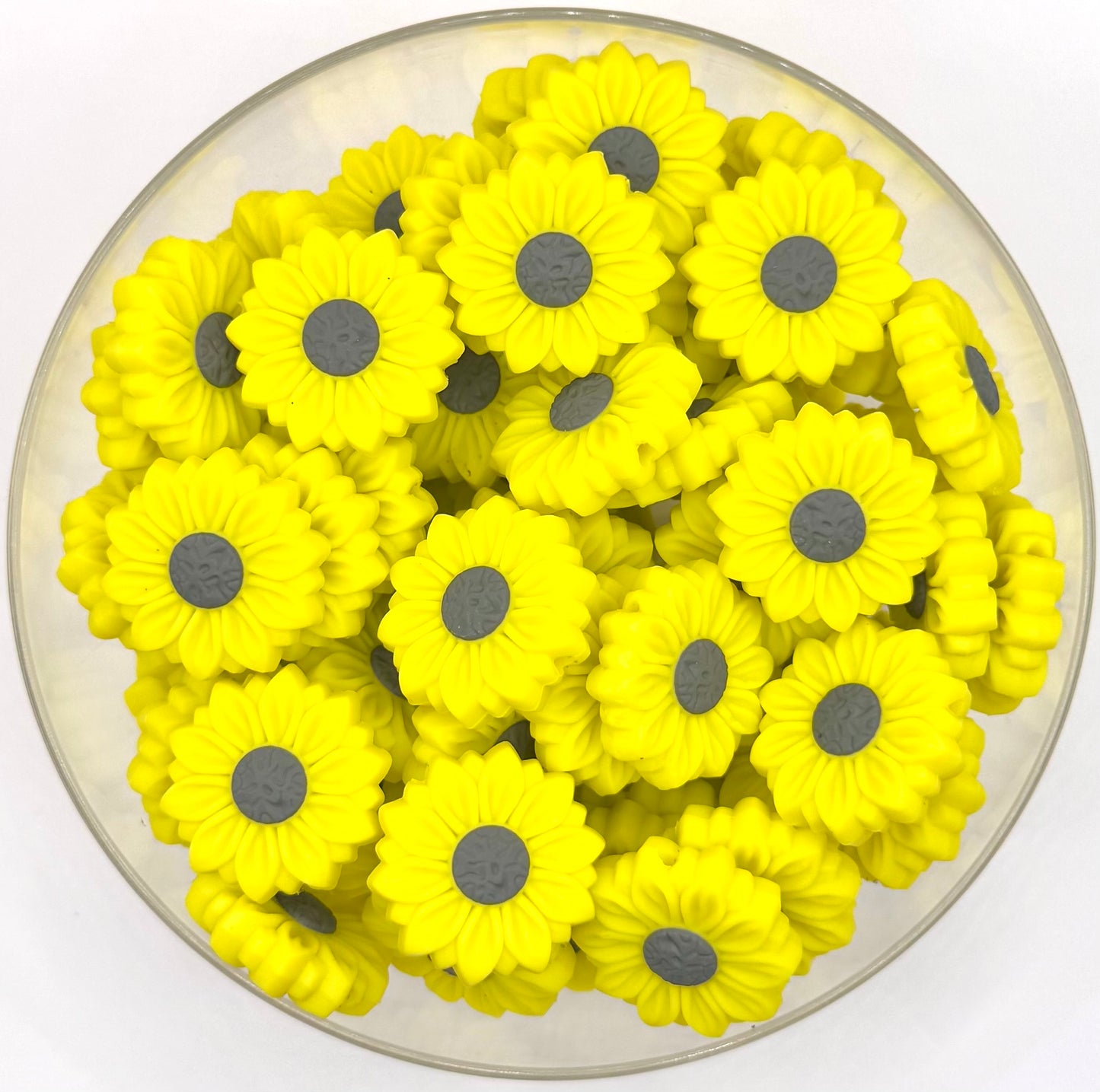 Yellow sunflower silicone focal bead
