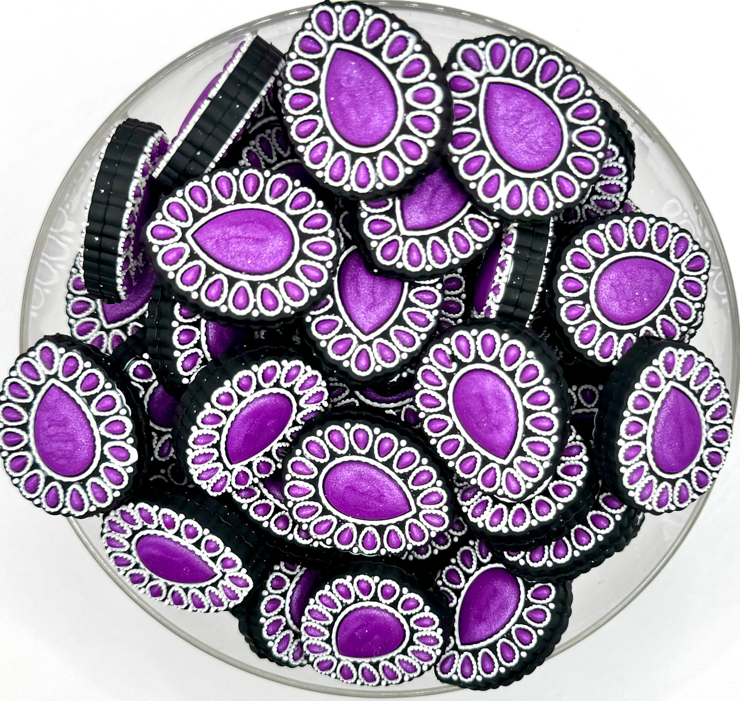 Purple rhinestone silicone focal bead