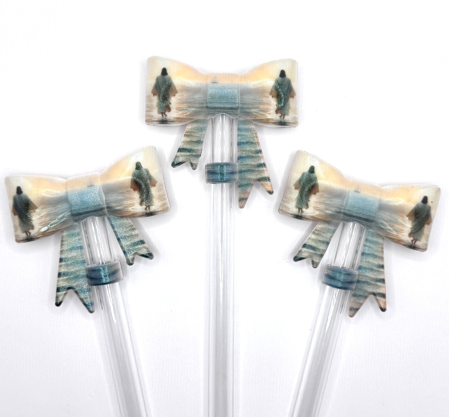 Opal Jesus walking on water silicone bow straw topper (HBK exclusive)