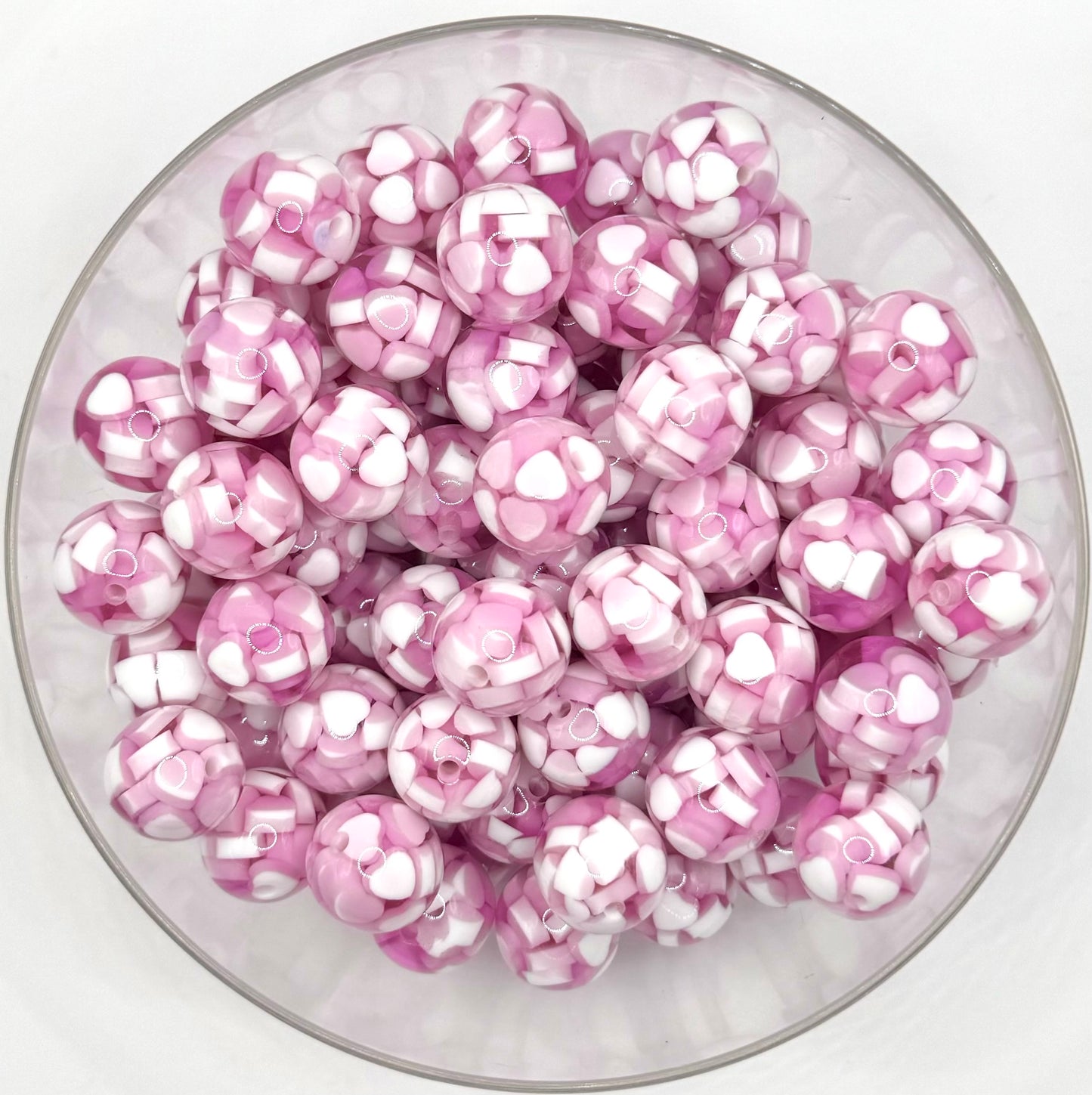 16mm acrylic heart beads