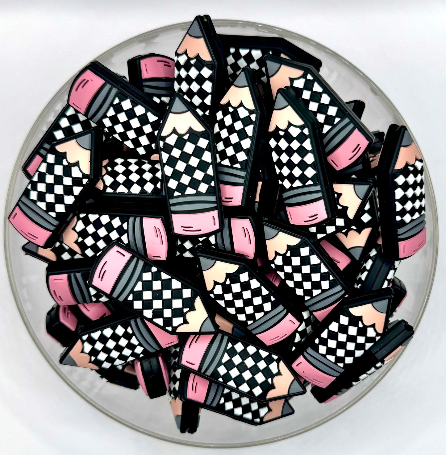 Checkered pencil (exclusive) silicone focal bead
