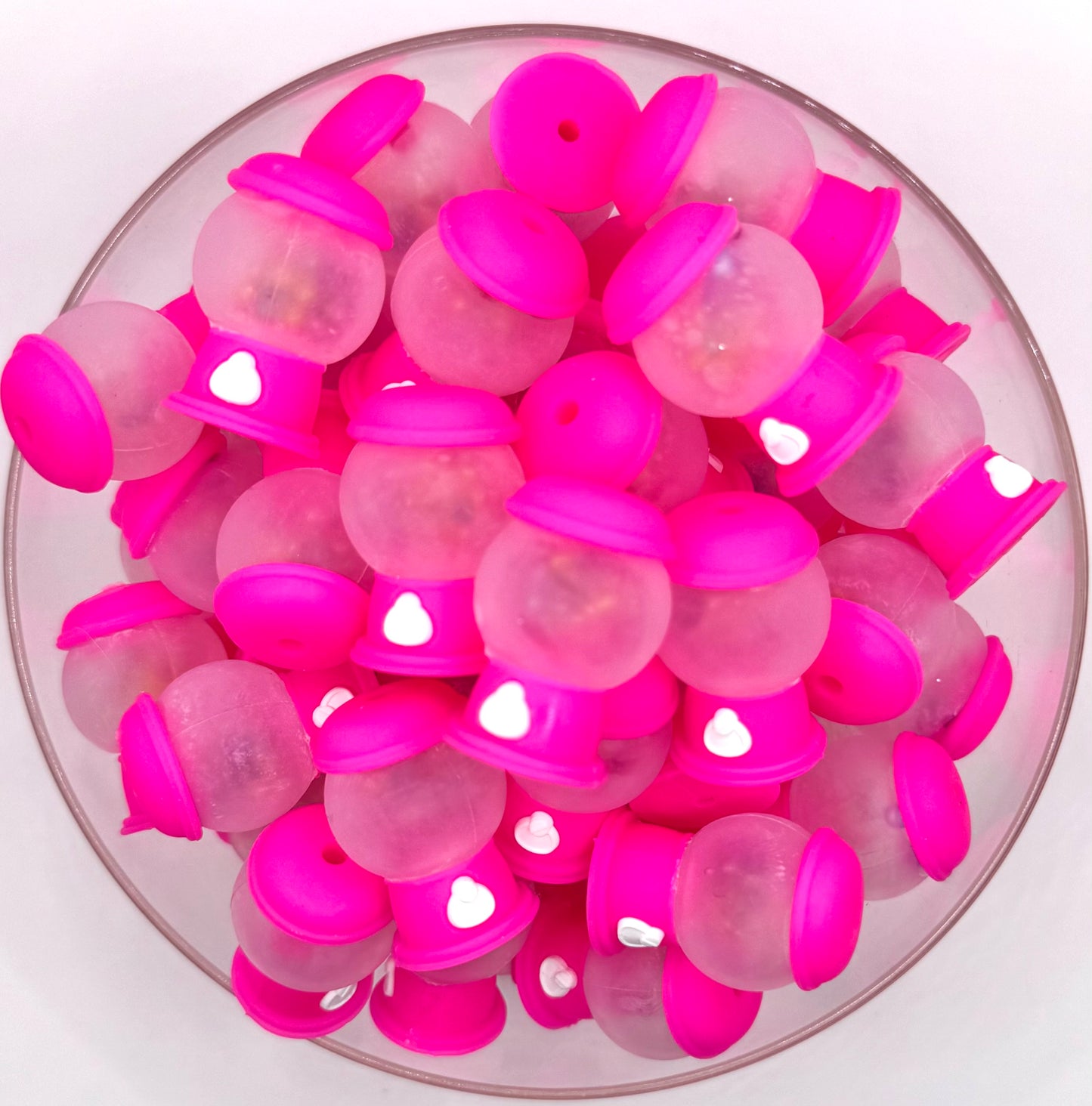 3D hot pink gumball machine (HBK exclusive) silicone focal bead