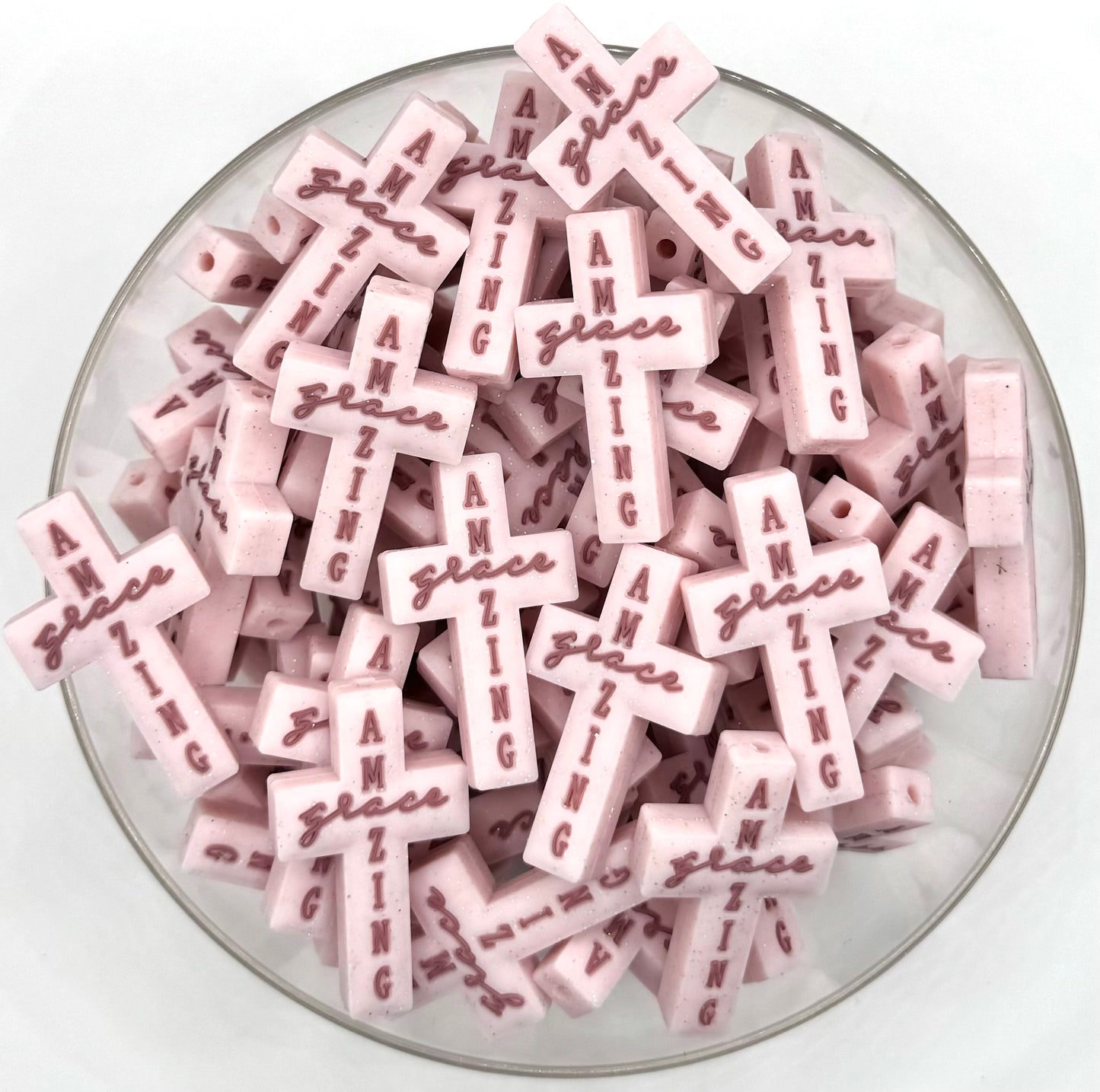 Pink amazing grace silicone focal bead