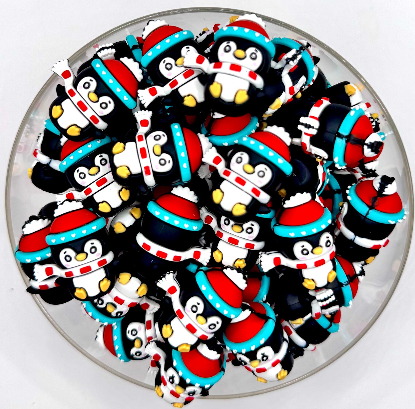 3D Christmas penguin silicone focal bead