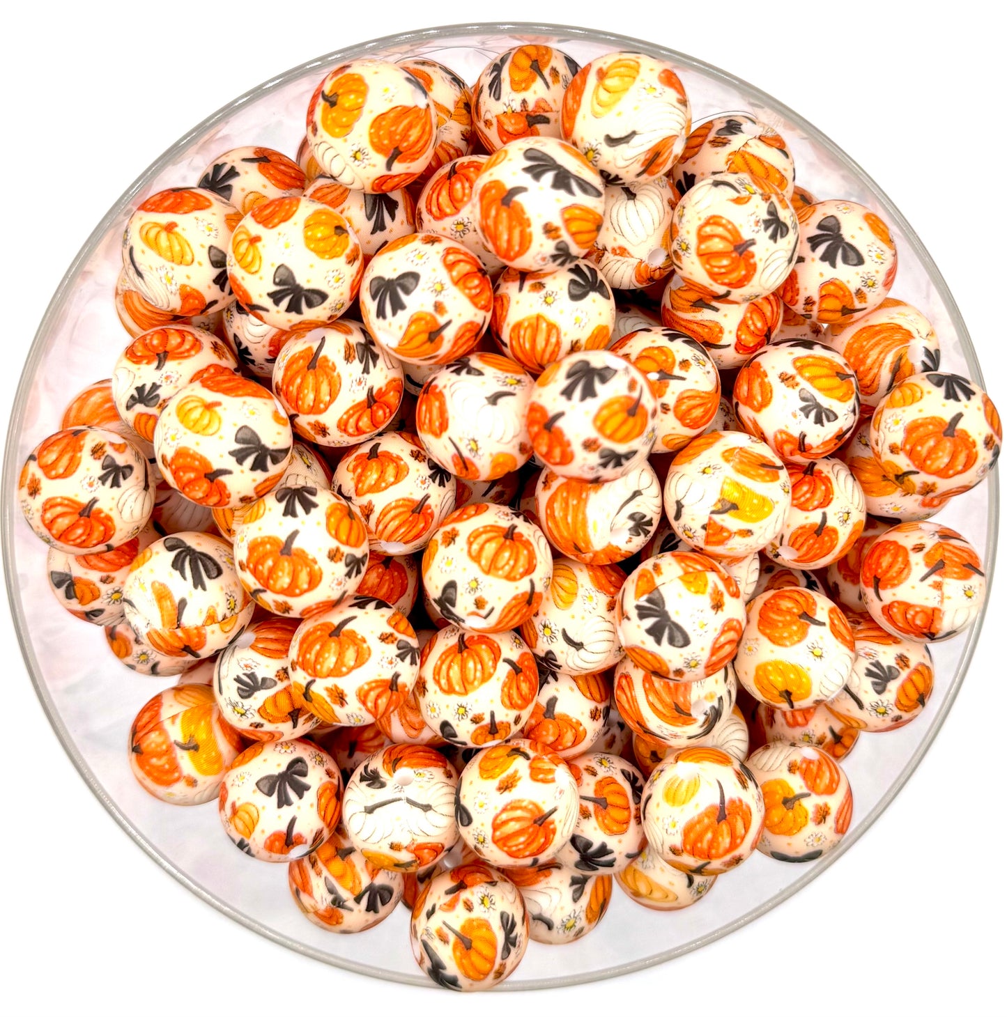 15mm pumpkins bows and daisies silicone bead