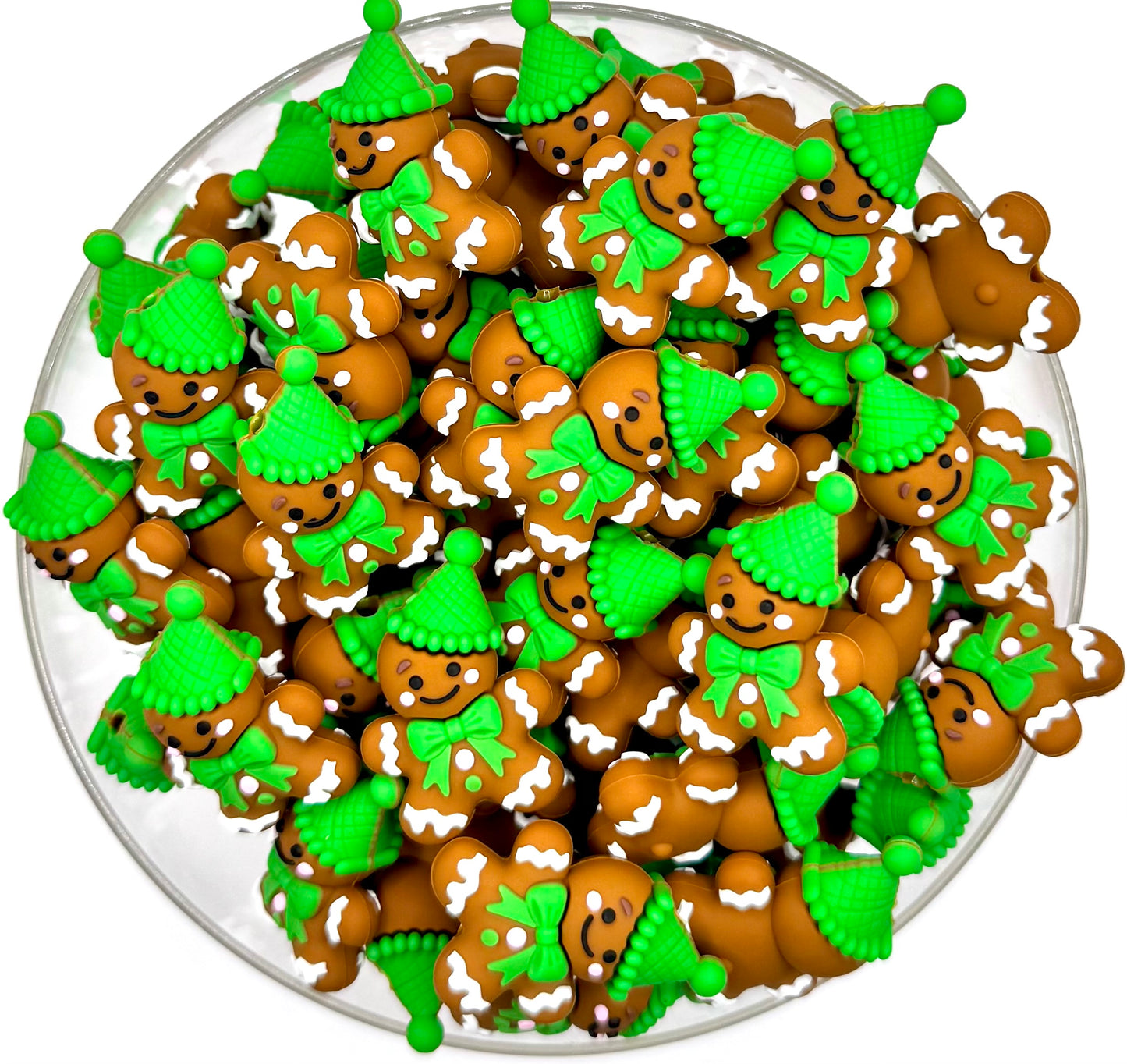 3D gingerbread man silicone focal bead