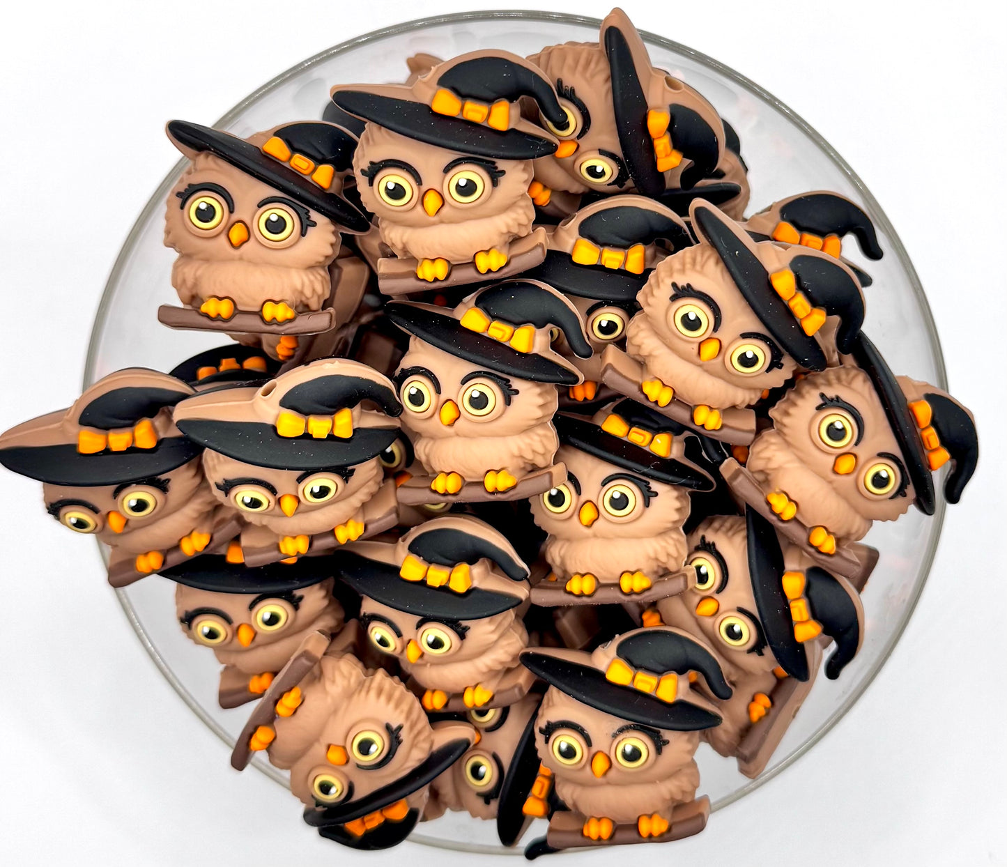 3D Halloween owl silicone focal bead