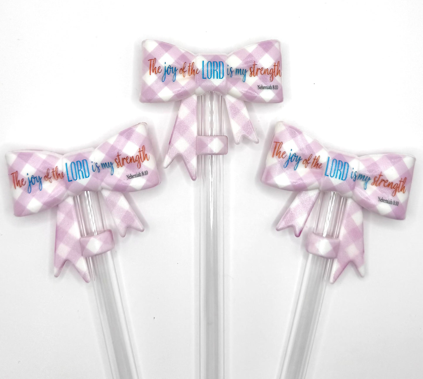 The joy of the Lord is my strength (HBK exclusive) bow silicone straw topper
