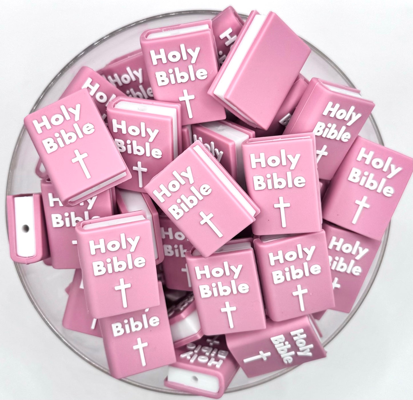 3D pink Holy Bible (exclusive) silicone focal bead