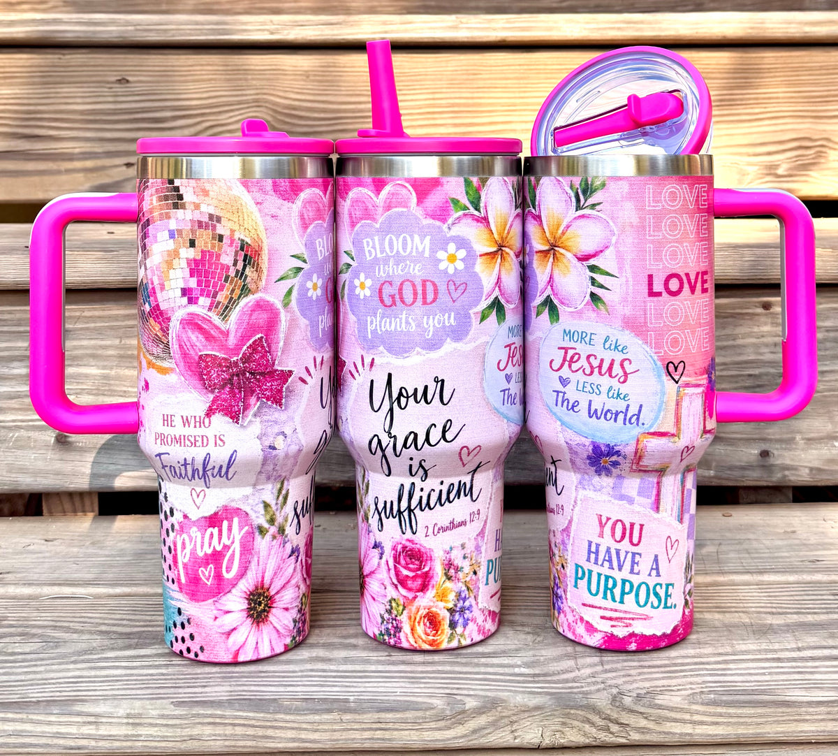 Your grace is sufficient (HBK exclusive) 40 oz stainless steel leakproof tumbler with lid & straw