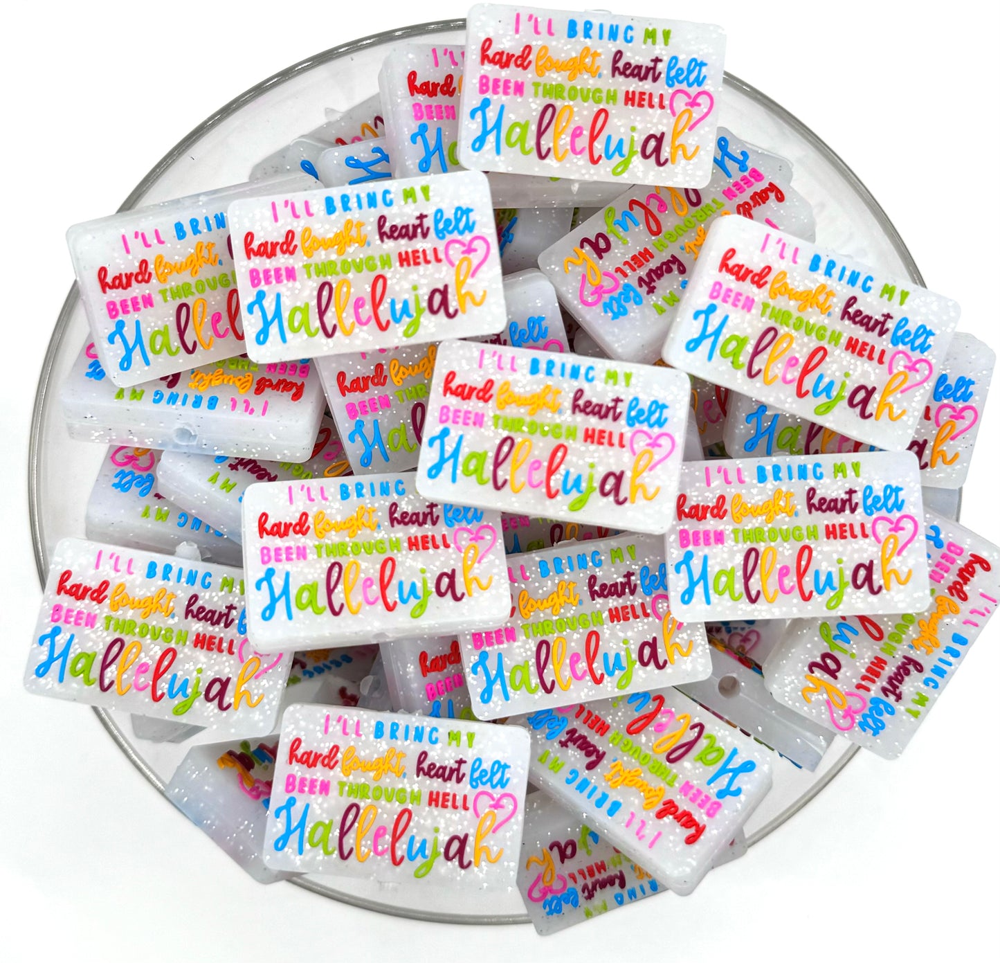 Hard fought hallelujah (HBK exclusive) silicone focal bead