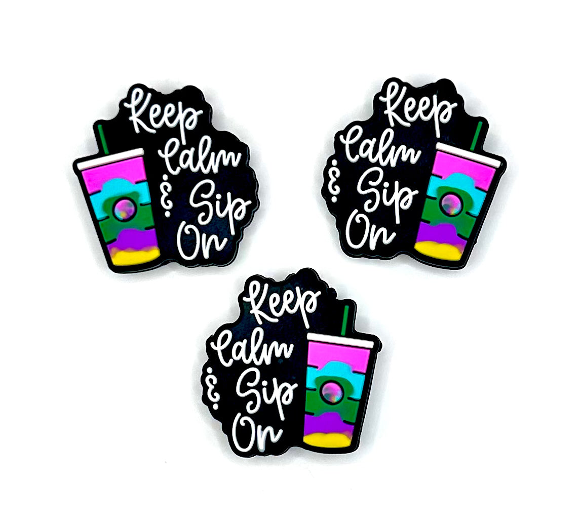 Keep calm & sip on (HBK exclusive) silicone focal bead