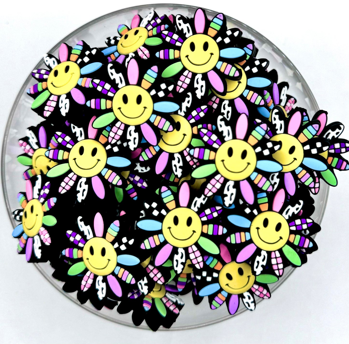Daisy smiley (HBK exclusive) silicone focal bead