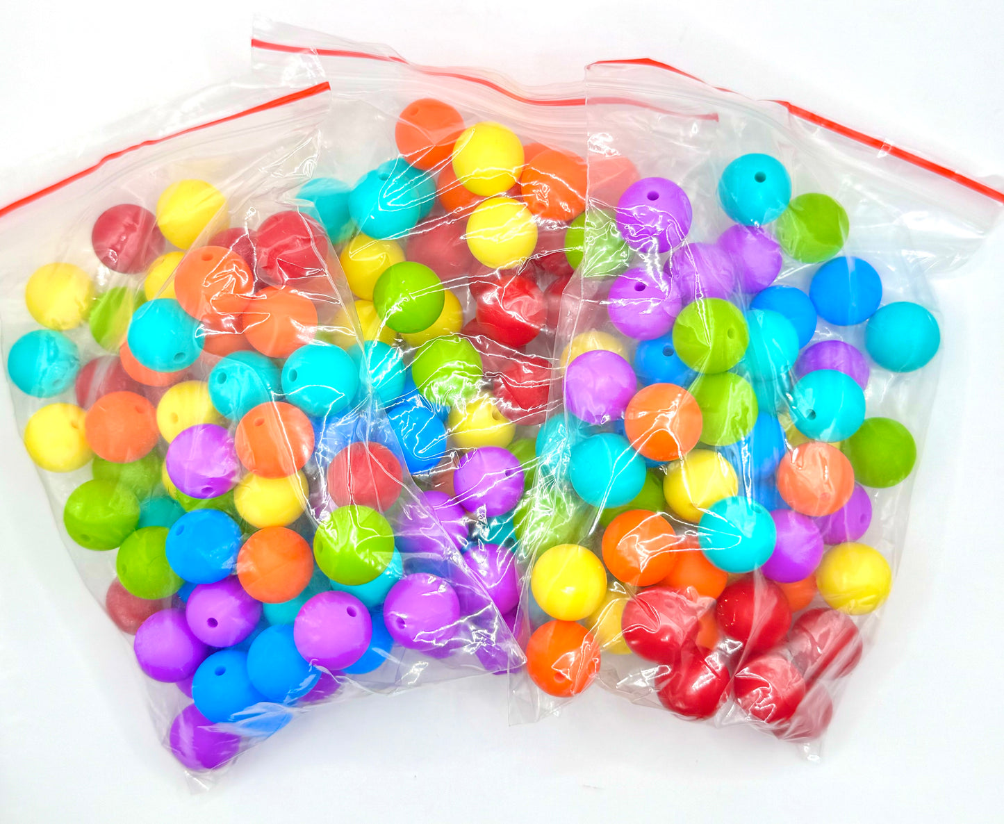 50 piece 15mm rainbow mix silicone beads