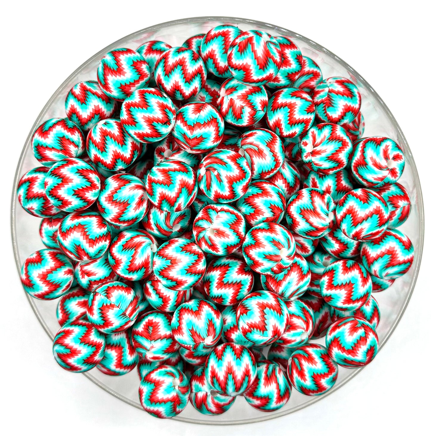 15mm Christmas chevron print (HBK & collab EXCLUSIVE) silicone bead