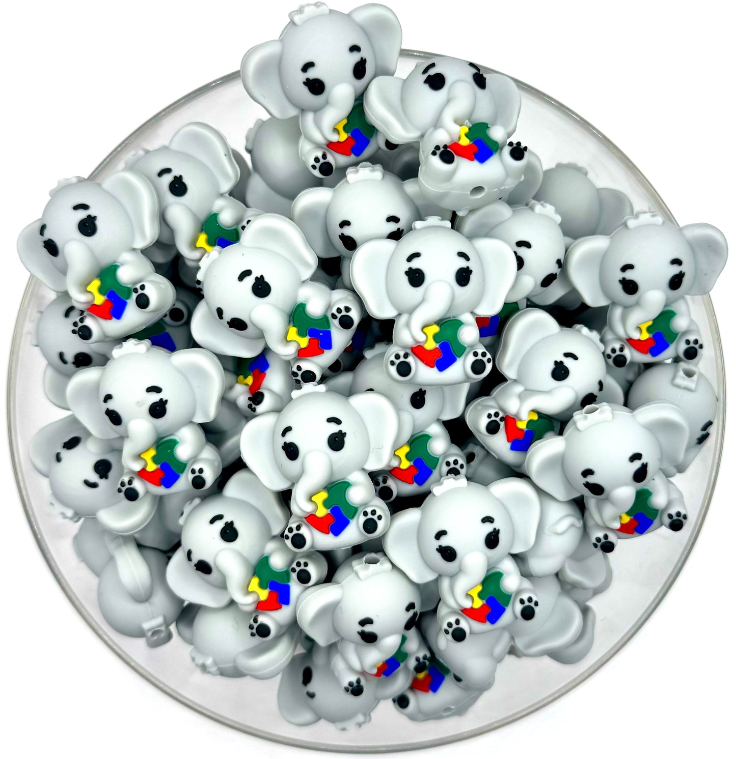 3D autism awareness elephant silicone focal bead