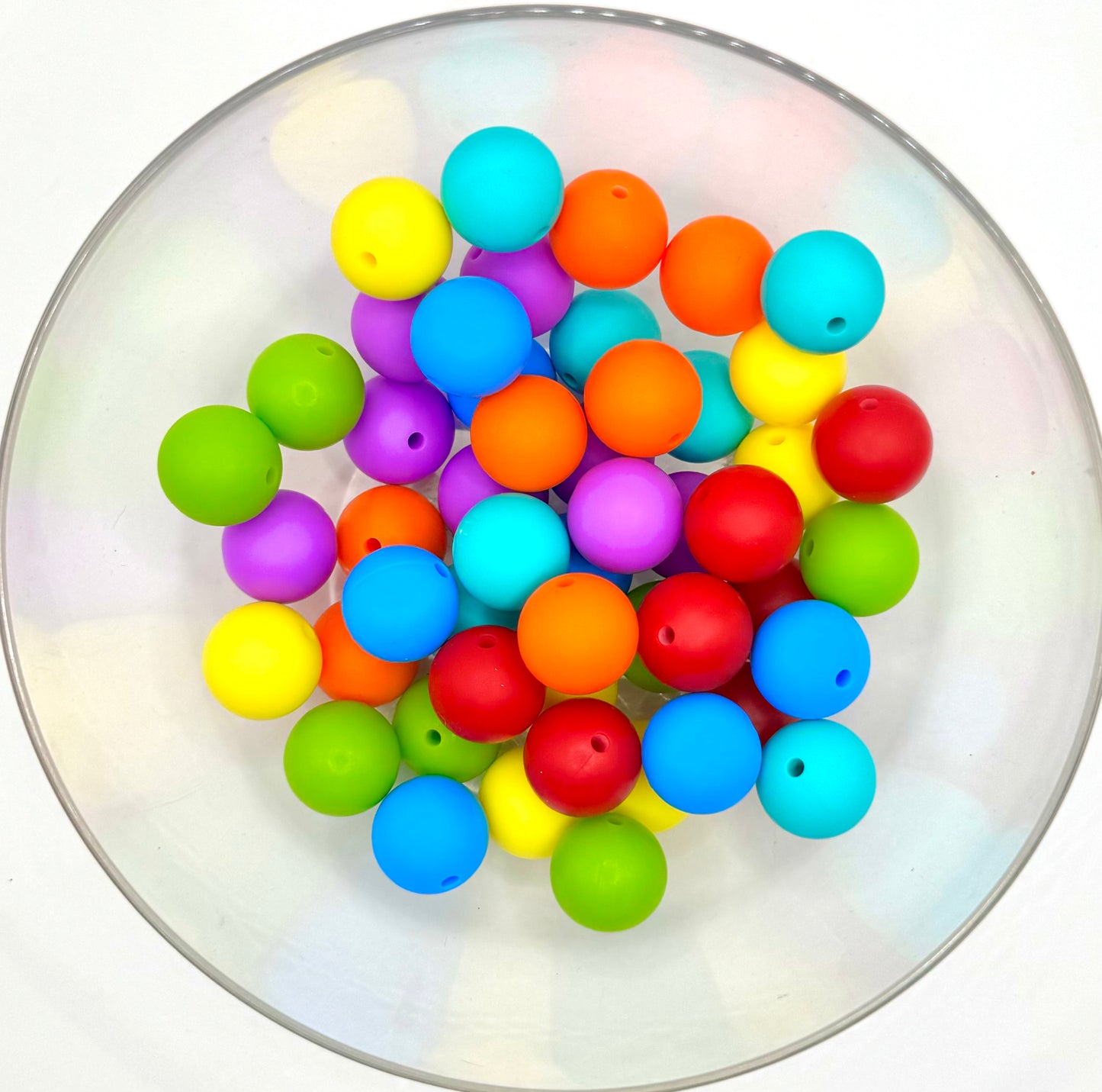 50 piece 15mm rainbow mix silicone beads