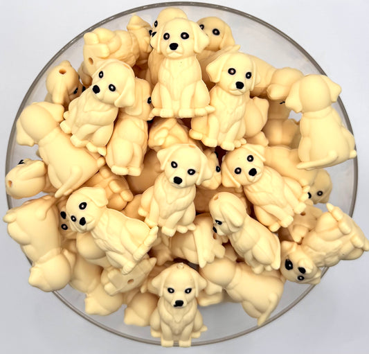3D golden retriever dog silicone focal bead