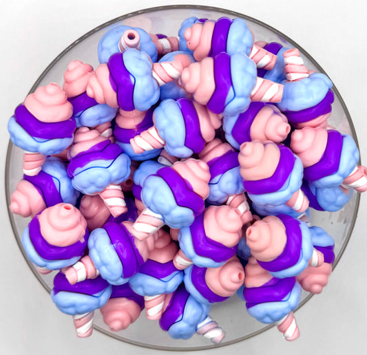 3D cotton candy (HBK exclusive) silicone focal bead