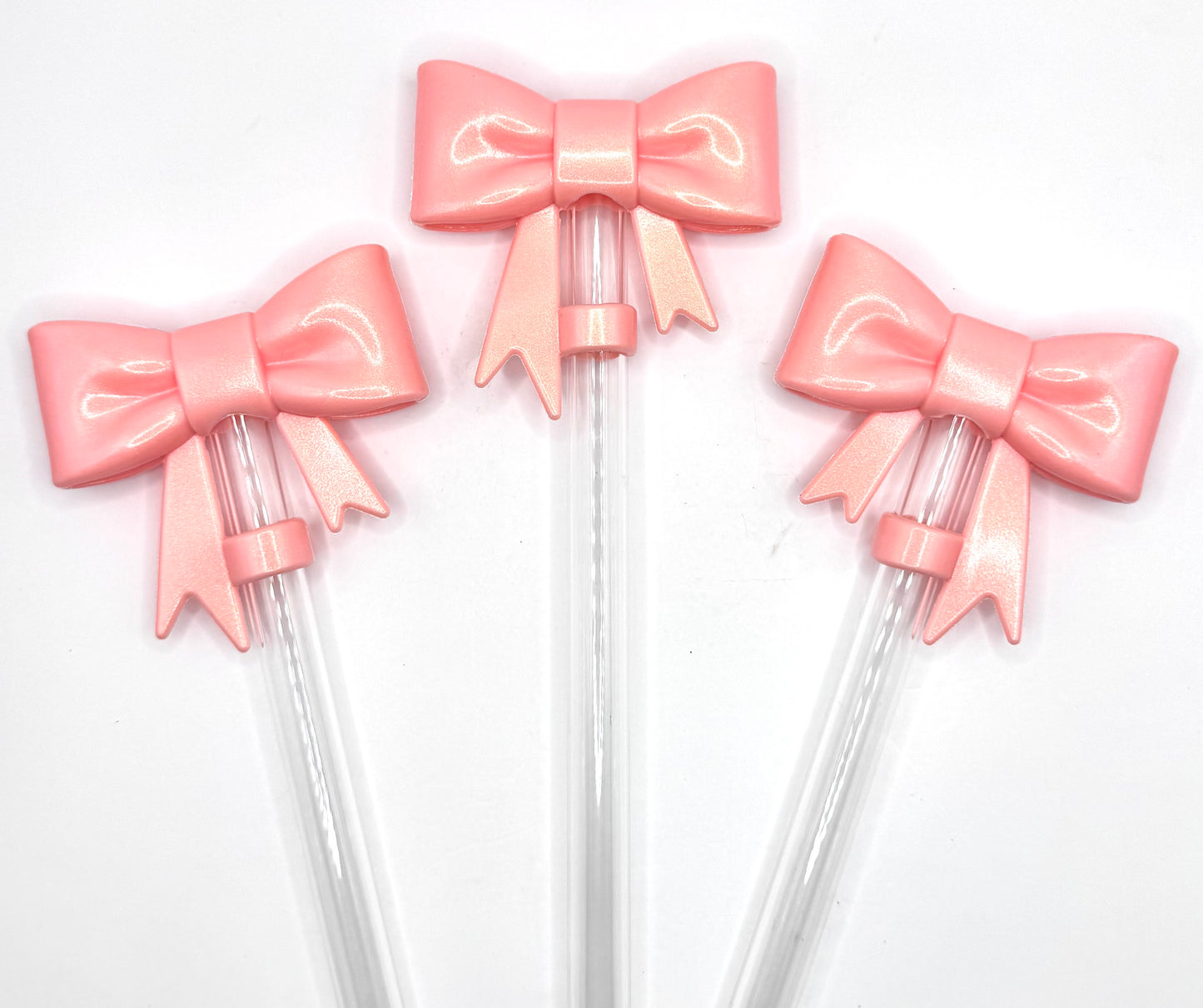 Opal bow silicone straw toppers
