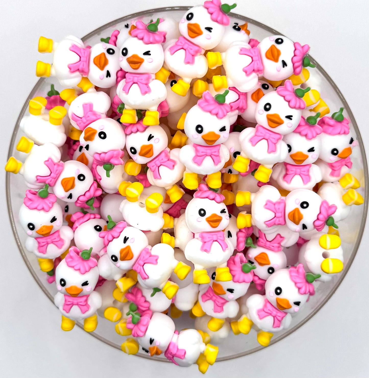 3D baby chick silicone focal bead