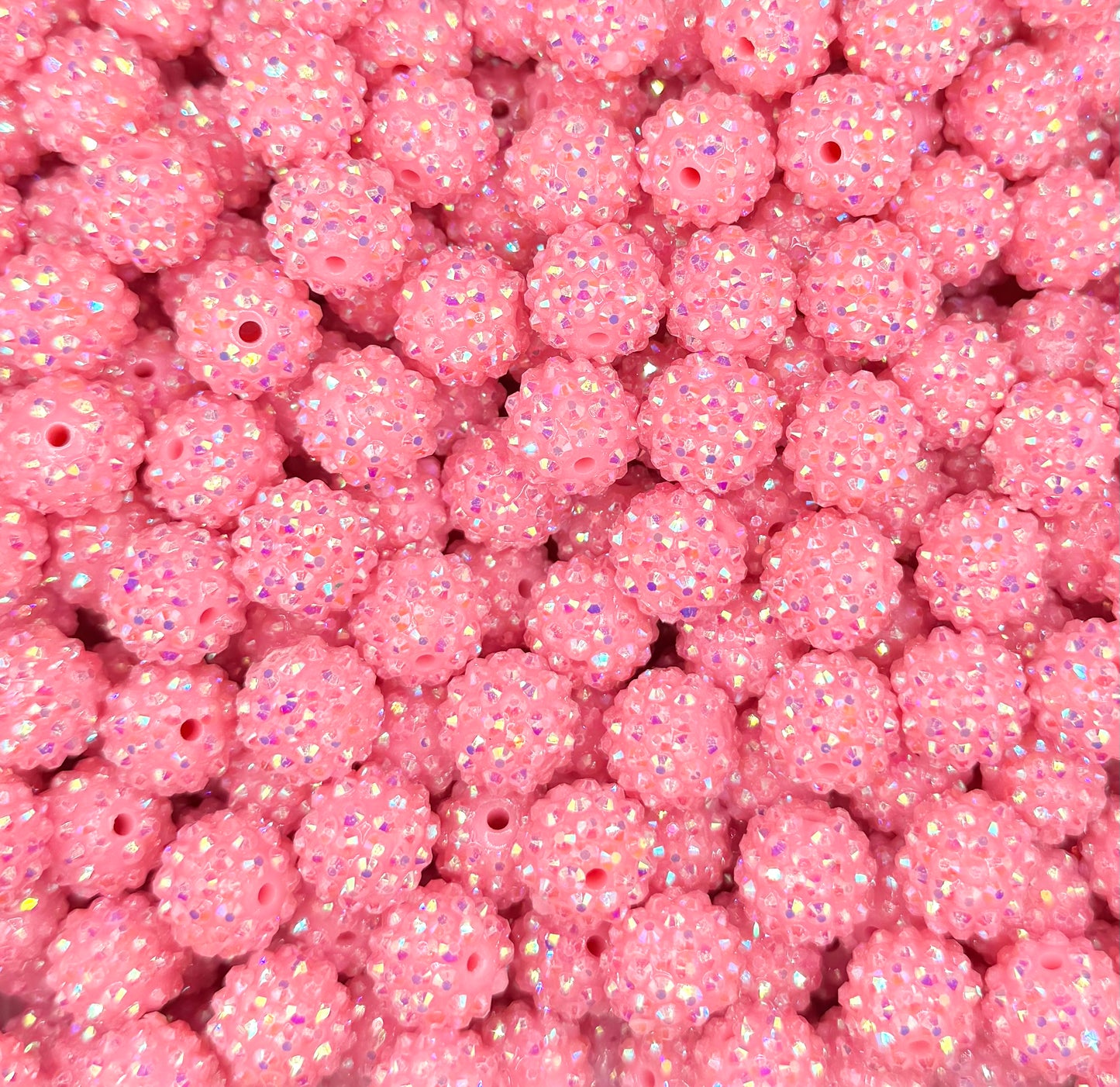 16mm pink rhinestone acrylic bead