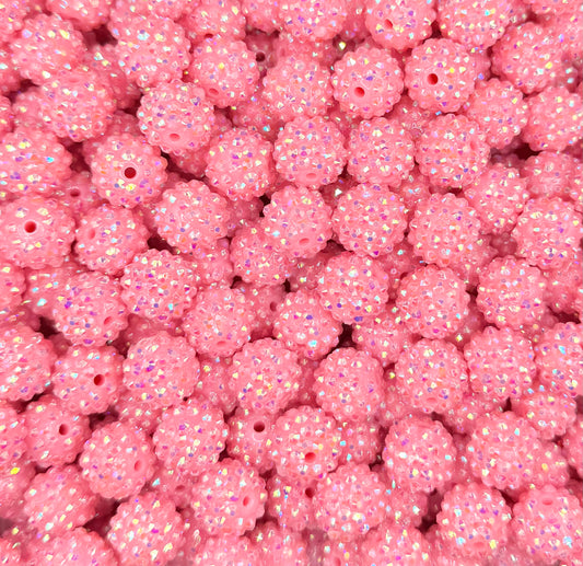 16mm pink rhinestone acrylic bead