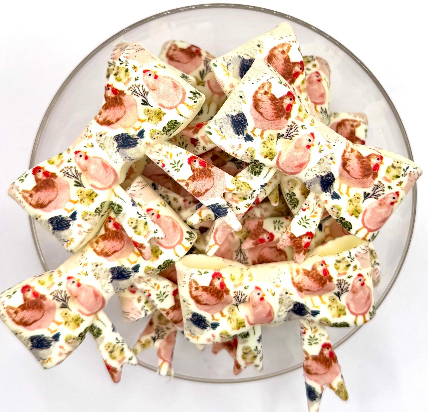 Baby chickens bow silicone focal bead