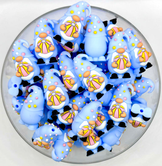 3D beachball gnome silicone focal bead