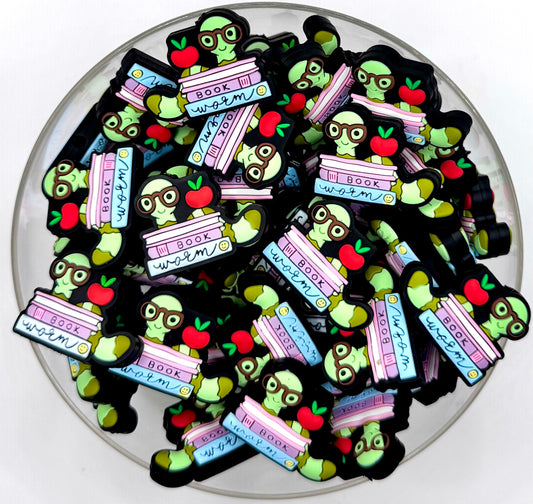 Book worm (HBK exclusive) silicone focal bead