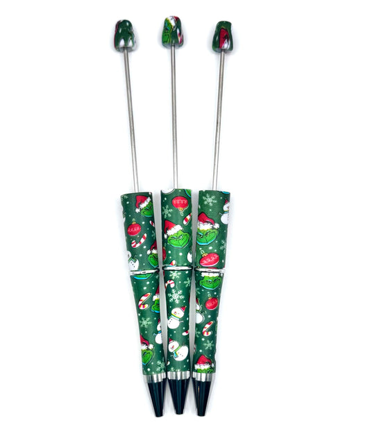 Green man beadable Christmas pen
