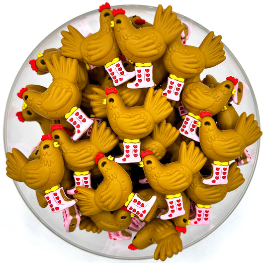 3D Ginger the chicken/hen (HBK exclusive and collab) silicone focal bead
