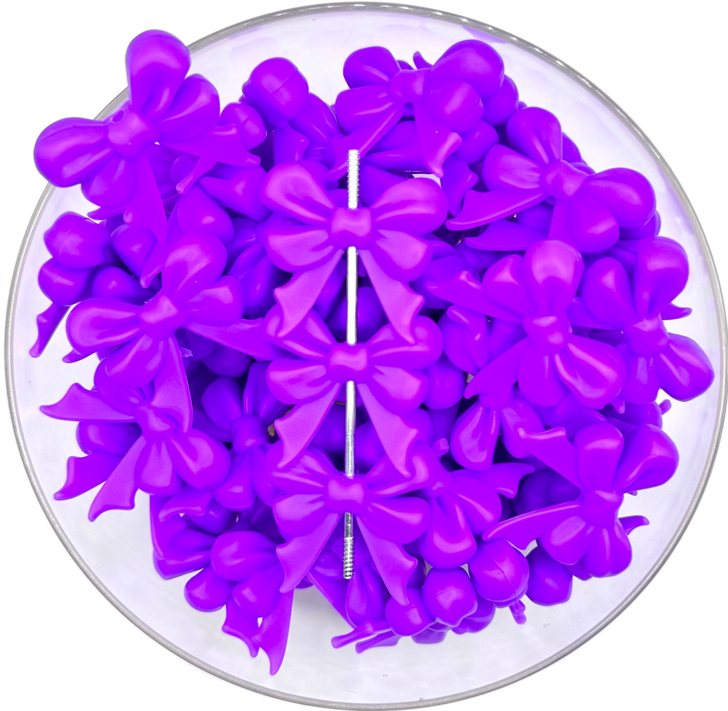 3D purple ribbon bow long tail (HBK exclusive & collab) silicone focal bead