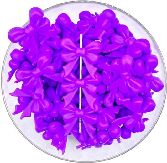 3D purple ribbon bow long tail (HBK exclusive & collab) silicone focal bead