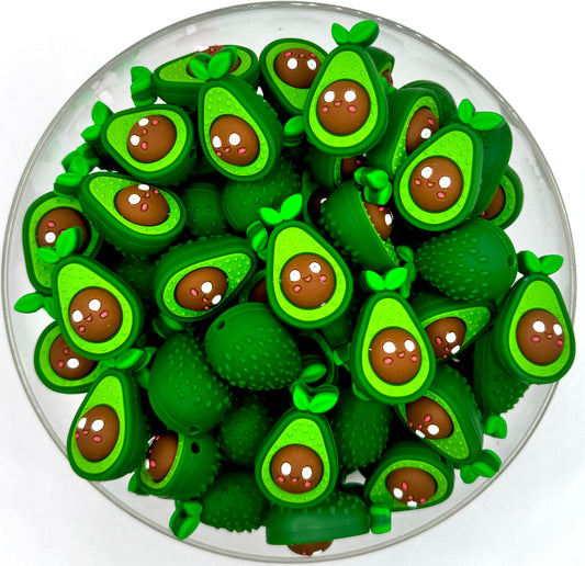 3D avocado silicone focal bead
