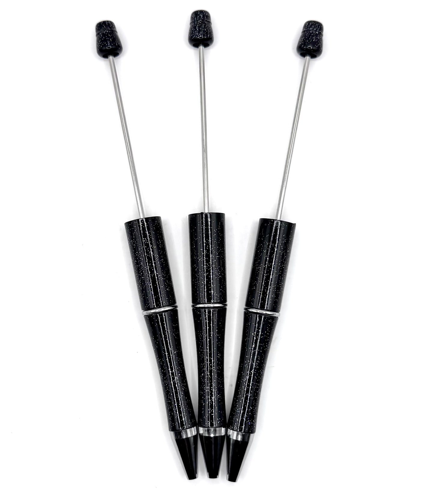 Black glitter beadable pens