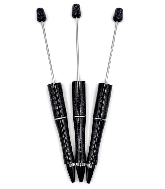 Black glitter beadable pens