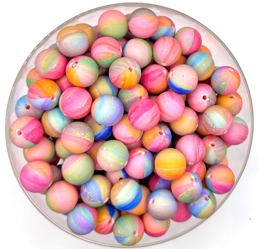 15mm sherbet marble (HBK exclusive) silicone bead