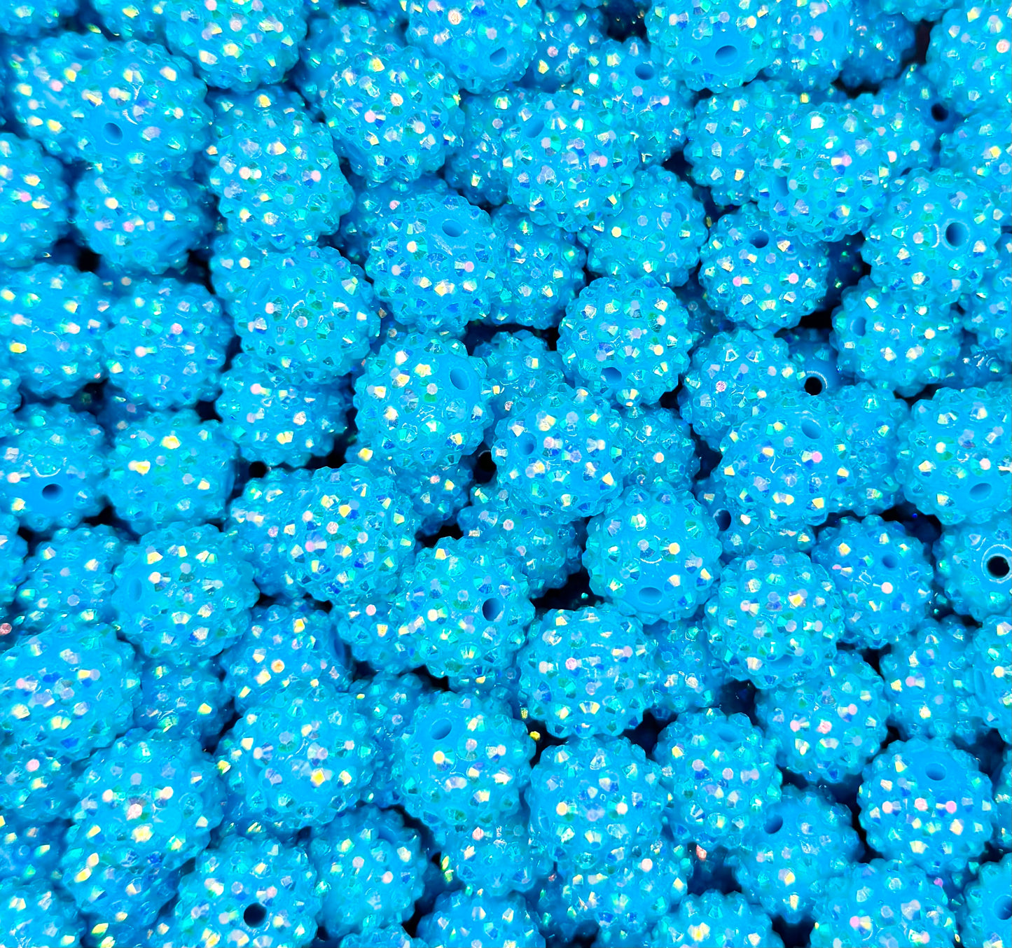 16mm blue rhinestone acrylic bead