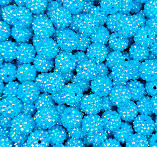 16mm blue rhinestone acrylic bead