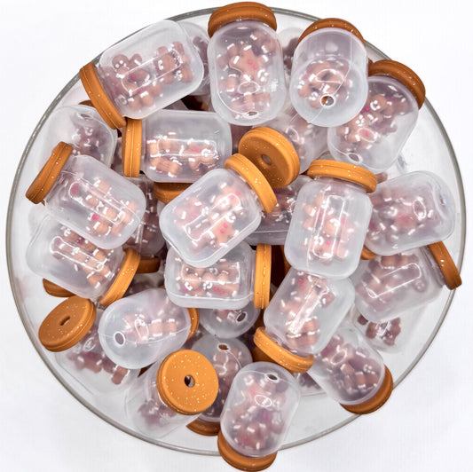 3D gingerbread man jar silicone focal bead