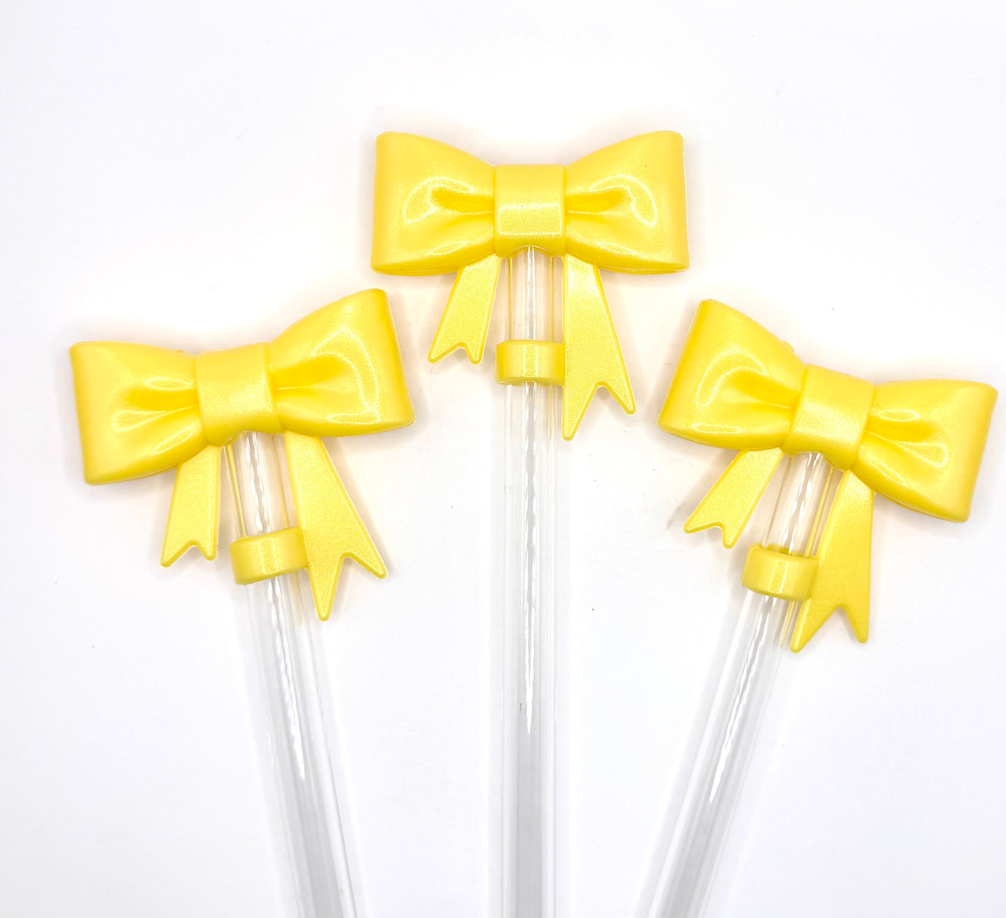 Opal bow silicone straw toppers
