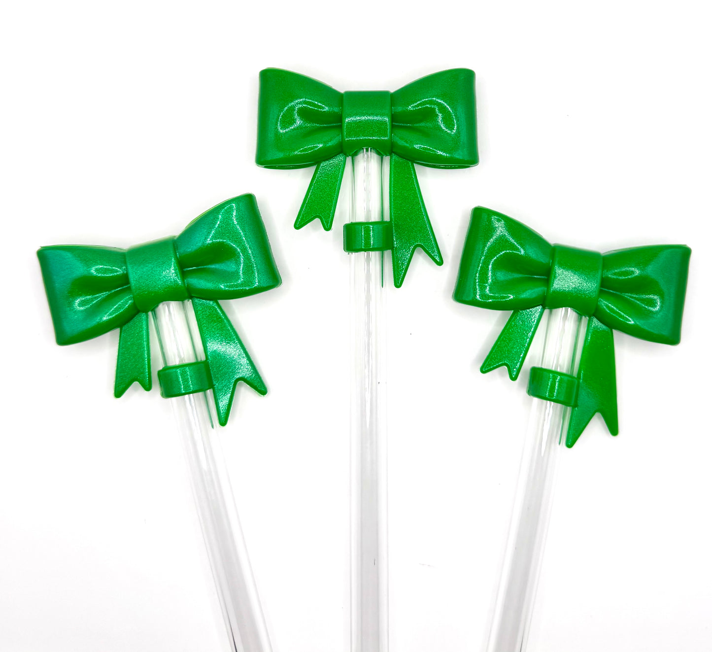 Opal bow silicone straw toppers