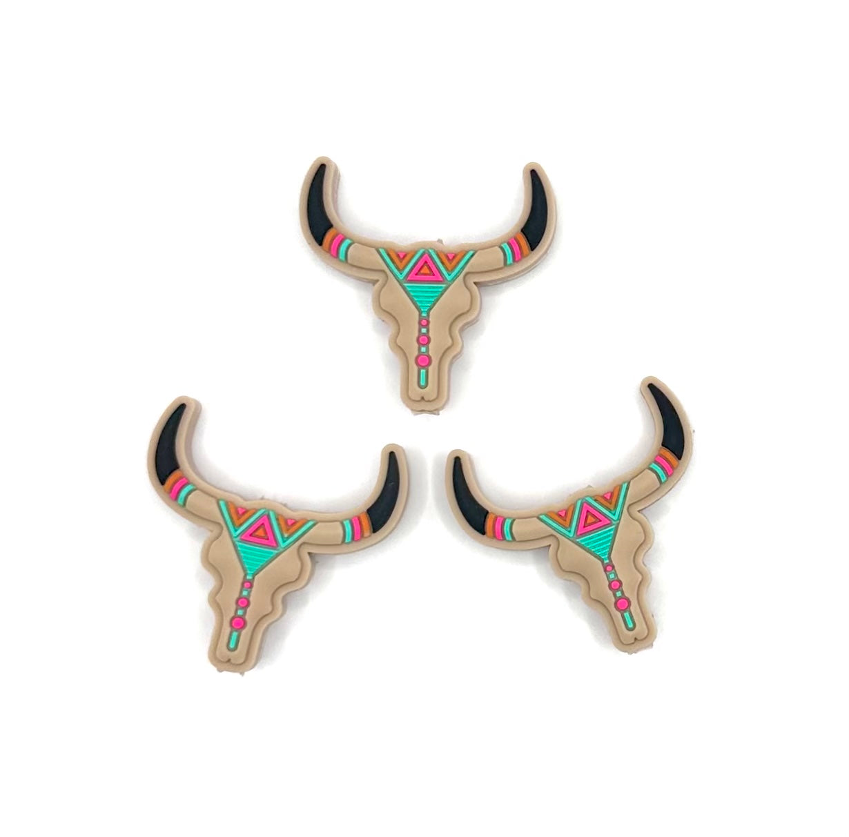 Tribal steer skull silicone focal bead